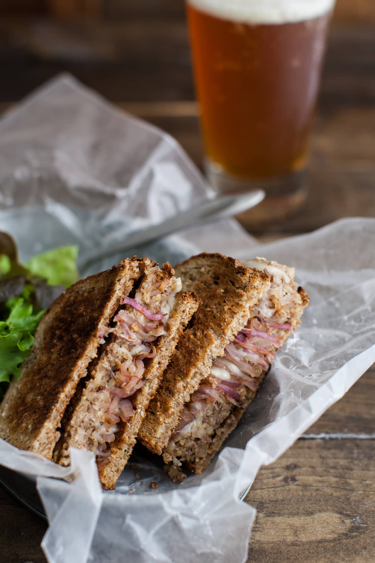 Brown Rice, Oat, and Nut Vegetarian Patty Melt