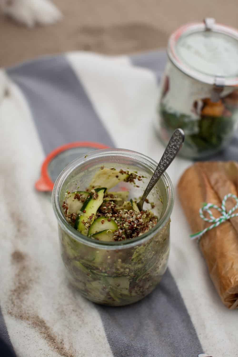 Zucchini Ribbon, Quinoa, and Pesto Salad