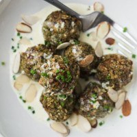 Lentil Broccoli Bites with Lemon Cream Sauce