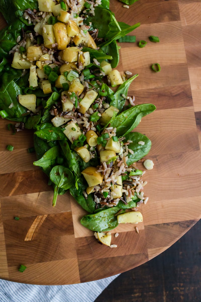 Roasted Parsnip Spinach Salad