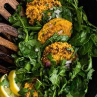 Cajun Millet Cakes with Lemon-Greens | http://naturallyella.com