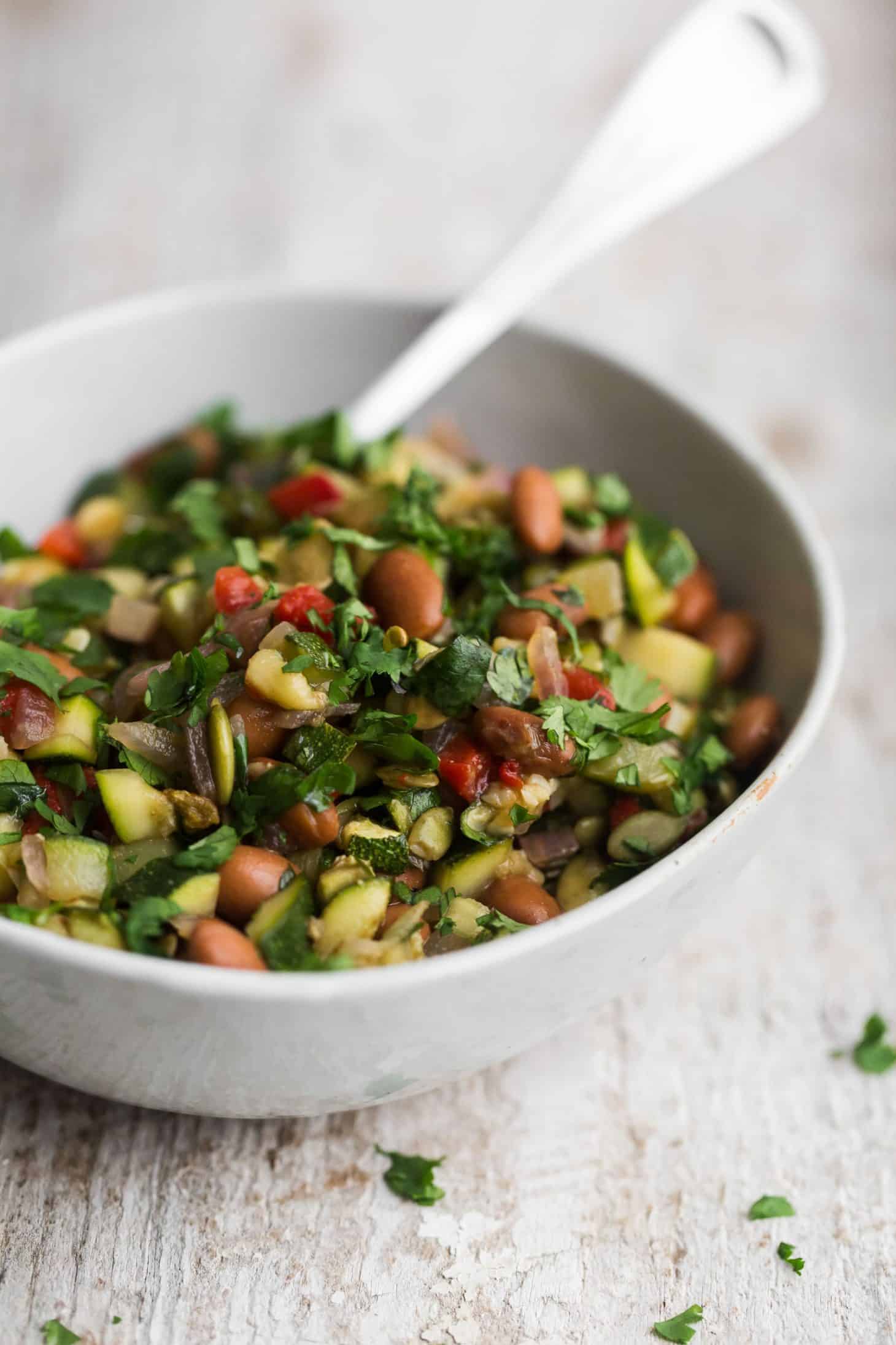 Cumin Zucchini Salad with Pinto Beans and Pepitas | @naturallyella