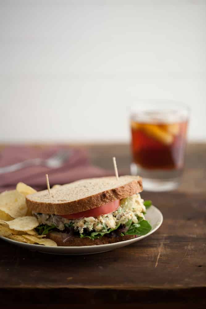 Chickpea Salad Sandwich with Blue Cheese and Grapes