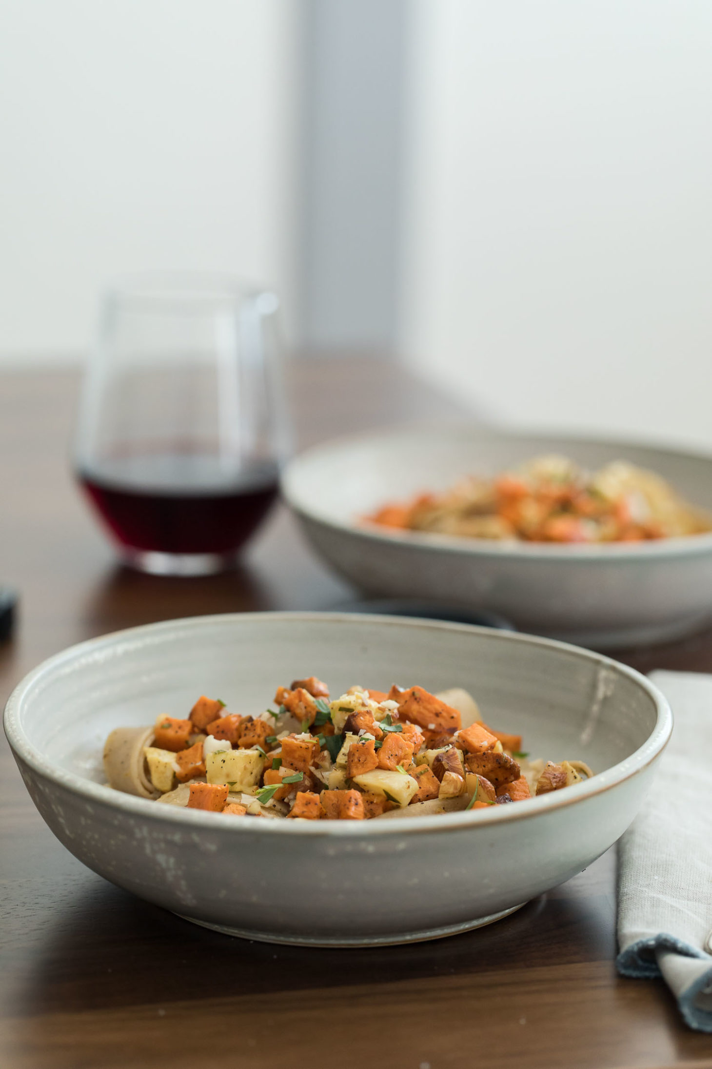 Sweet Potato Celeriac Pasta with Tarragon Butter Sauce