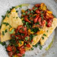 Za'atar Tomatoes with Sweet Corn Bread | Naturally Ella